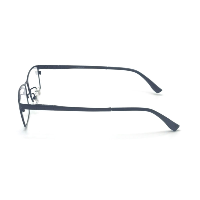 TD061 Elegant titanium frame voor een bril met een halfromloze oogvorm en een rechthoekig ontwerp