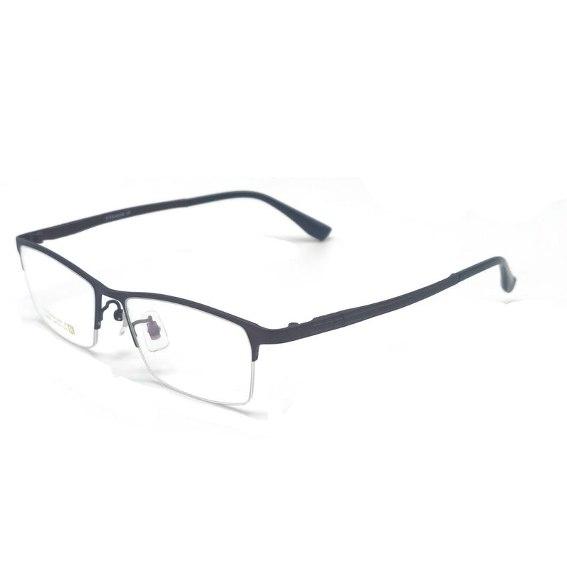 TD061 Elegant titanium frame voor een bril met een halfromloze oogvorm en een rechthoekig ontwerp