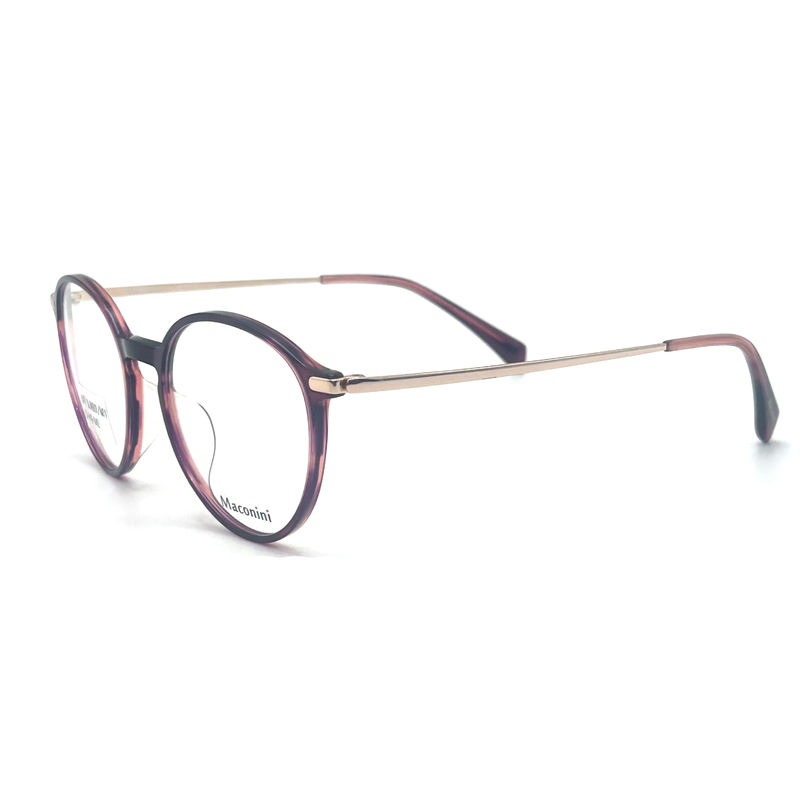 OPT SUN001 Acetaat optisch frame met hoge elasticiteit tempels trendy Ronde stijl Modieuze look