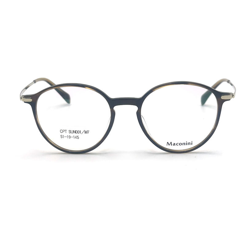 OPT SUN001 Acetaat optisch frame met hoge elasticiteit tempels trendy Ronde stijl Modieuze look