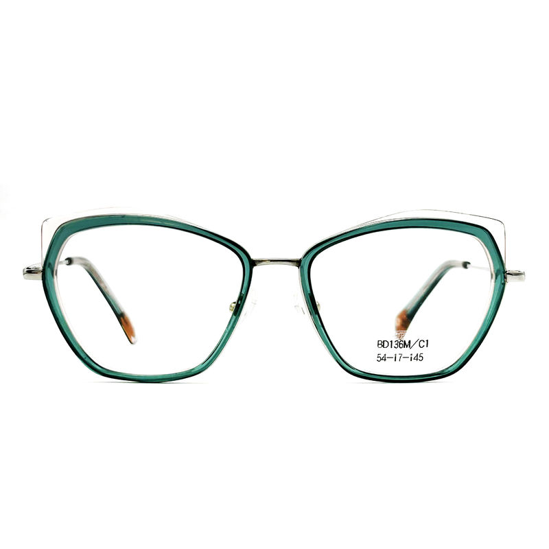 BD136M Op maat gemaakte vintage vierkant bril Acetaat metalen frames voor vrouwen