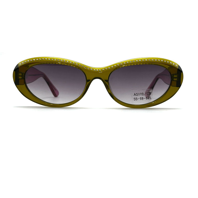 Acetaat plaat frame vrouwen klassieke vlinder zonnebrillen met Strass-AS119,ODM / OEM Factory